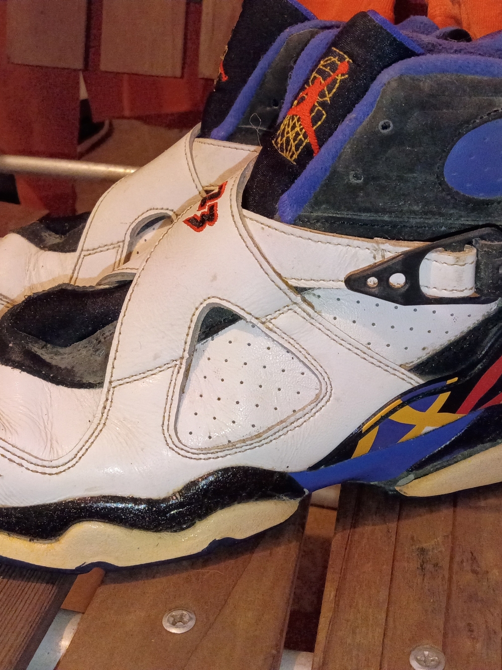 Jordan Men's White, Black, Blue and Orange Basketball Sneakers